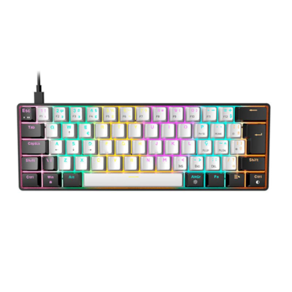 Teclado Mecânico Gamdias Aura Gk2 Usb Tipo C Switch Azul Branco E Preto Aura gk2 (abnt2/blue) Wb