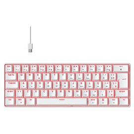 Teclado Mecânico Hyrax Thunder Hck61 Usb-c 100% Anti-ghost Abnt2 Branco Switch Red Led Red Hck61w-red-led