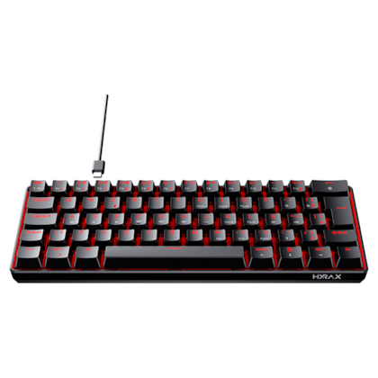 Teclado Mecânico Hyrax Thunder Hck61 Usb-c 100% Anti-ghost Abnt2 Preto Switch Blue Led Red Hck61b-blue-led