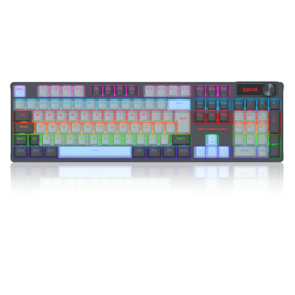Teclado Mecânico Redragon Caesura Rainbow Usb Switch Dust-Proof Brown Preto Branco E Azul K718Gb-R Pt-Brown