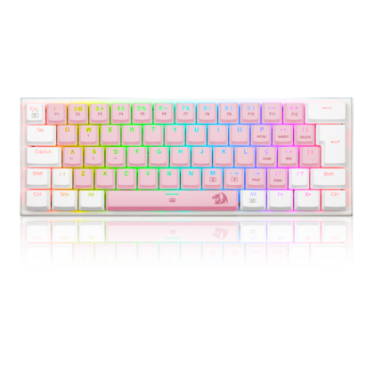 Teclado Mecânico Redragon Castor Bubblegum Rgb Usb Switch Azul Rosa Com Branco K614Pw-Rgb Pt-Blue
