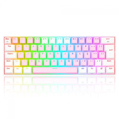 Teclado Mecanico Redragon Draconic Pro Bubblegum Sem Fio Rosa E Branco Rgb Switch Marrom Abnt2 K530pw-rgb-pro Pt-brown