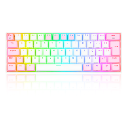 Teclado Mecanico Redragon Draconic Pro Lollipop Branco E Rosa Rgb Switch Marrom Abnt2 K530wp-rgb-pro Pt-brown