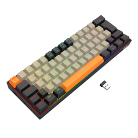 Teclado Mecânico Redragon Draconic Pro Sunrise Rgb Wireless 2.4gh Usb Tipo C Switch Brown K530-og&gy&bk-rgb-pro Pt-brown
