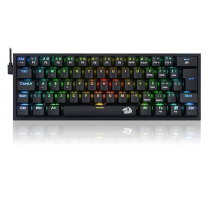 Teclado Mecanico Redragon Fizz Rgb Preto Usb-c Abnt2 Switch Azul K617-rgb-b (Pt-blue)