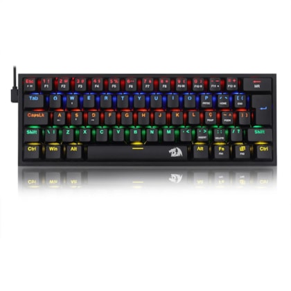 Teclado Mecanico Redragon Gamer Fizz Rainbow Preto Switch Marrom k617-r-b Pt-brown