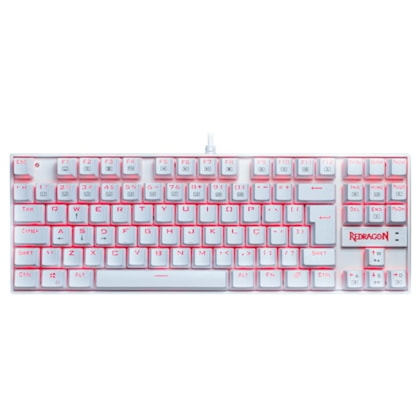 TECLADO MECÂNICO REDRAGON KUMARA BRANCO LED RED SWITCH BLACK K552W-2