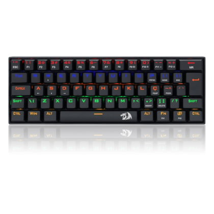 Teclado Mecanico Redragon Lakshmi Rainbow Preto Switch Vermelho Abnt2 k606r Pt-red