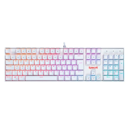 Teclado Mecanico Redragon Mitra Lunar Rgb Branco Switch Azul K551w-rgb Pt-blue