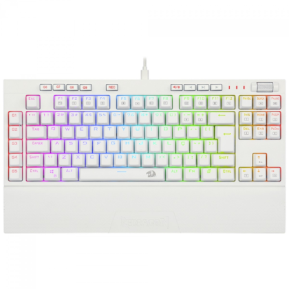 Teclado Optico Mecânico Redragon Broadsword Pro Rgb Branco Switch Azul K588W-Rgb-Pro Pt-Blue
