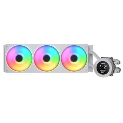 Water Cooler Cougar Poseidon Vistek Argb 360 White 360Mm Display Lcd Intel-Amd Branco Cgr-Psdvargb-W-360