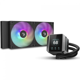 Water Cooler Deepcool Mystique 240 Argb 240Mm Anti-Leak Display Lcd Intel-Amd Preto R-Lx550-Bkadsnc-G-1